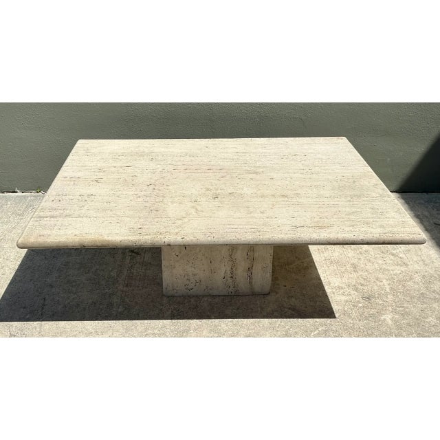 Mid-Century Modern Vintage Italian Travertine Coffee Table For Sale - Image 3 of 12