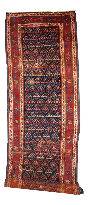 1900s Handmade Antique Persian Kurdish Distressed Runner