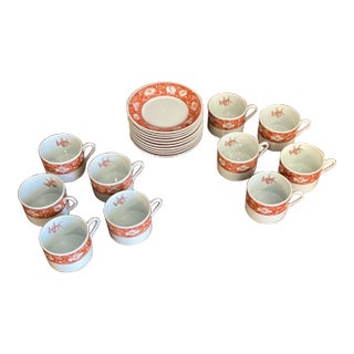 1990s Vista Alegre, Oporto, Portugal Porcelain Set of Cups and Saucers- 20 Pieces For Sale