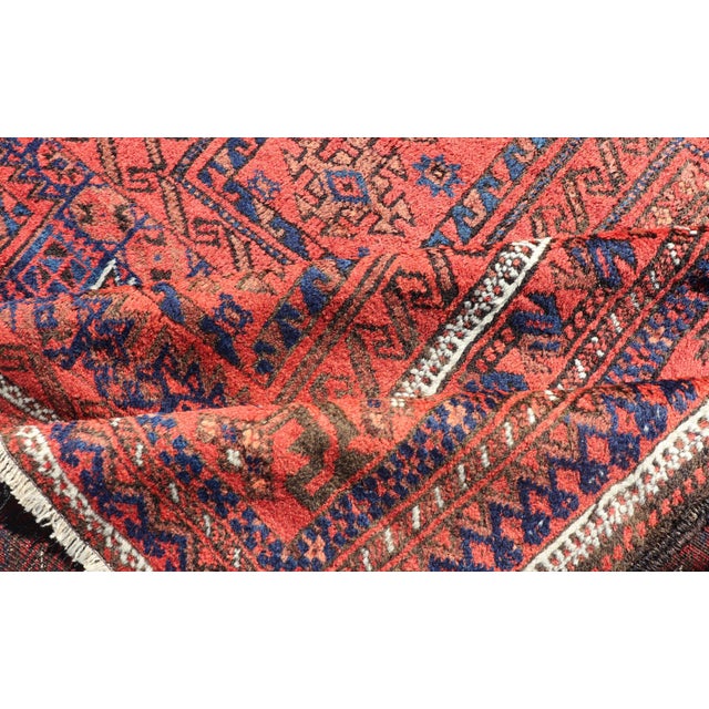 Textile Antique Baluch Tribal Rug With All-Over Geometric Design in Red 5'11 X 10 For Sale - Image 7 of 14