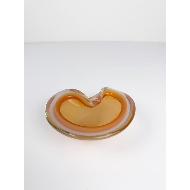 Peach-Orange Sommerso Murano Glass Shell Bowl or Ashtray by Flavio Poli for Seguso, Italy, 1970s For Sale - Image 11 of 18