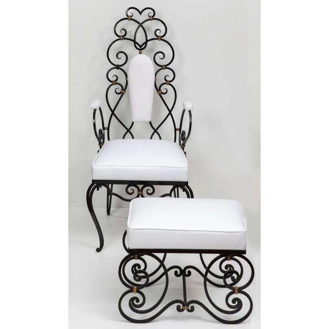 Iron Armchairs with Footstools, 1940s, Set of 4 For Sale - Image 3 of 11