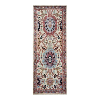 Afghan Sultanabad Wool 3x7 Blue, Ivory & Rust Handmade Area Rug #1143663 For Sale
