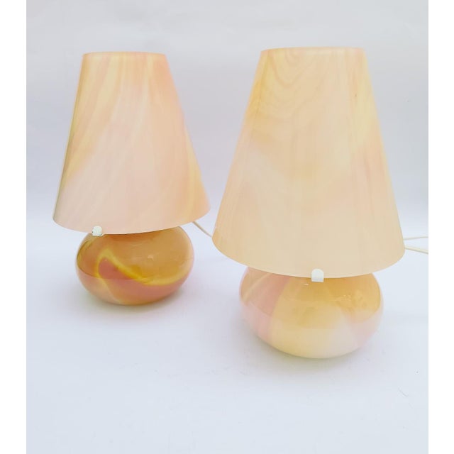 Italian Pink Murano Glass Lamps, 1980s, Set of 2 For Sale - Image 13 of 13