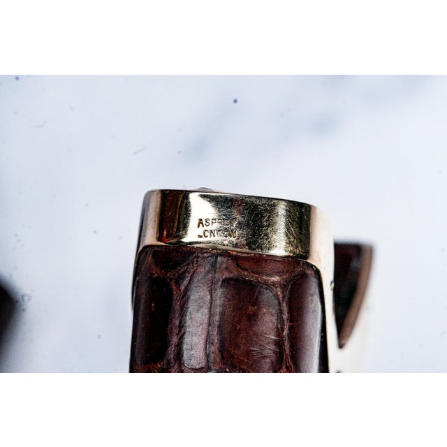 Rare Art Deco Antique Asprey 9k Gold Leather Cigar Case Tobacciana For Sale - Image 11 of 11