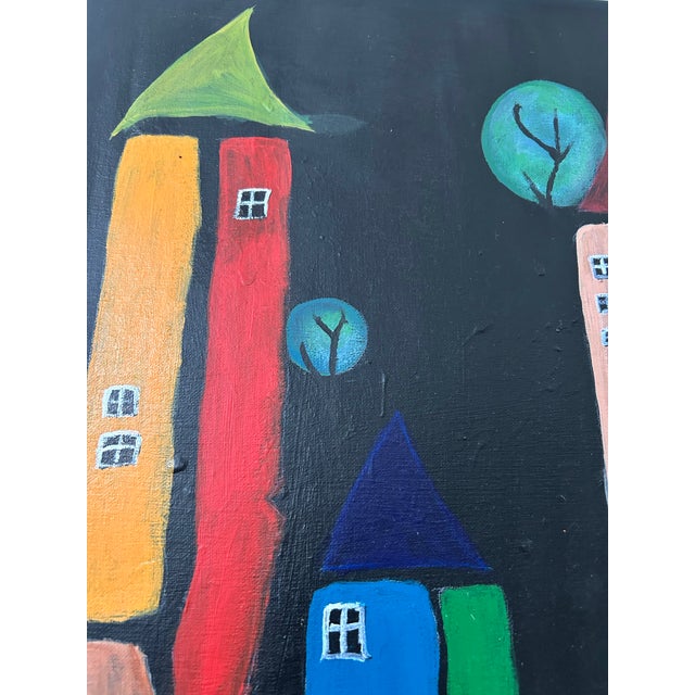 Contemporary 2026 “Whimsical City” Original Acrylic on Canvas Painting by RacquelJ For Sale - Image 3 of 9