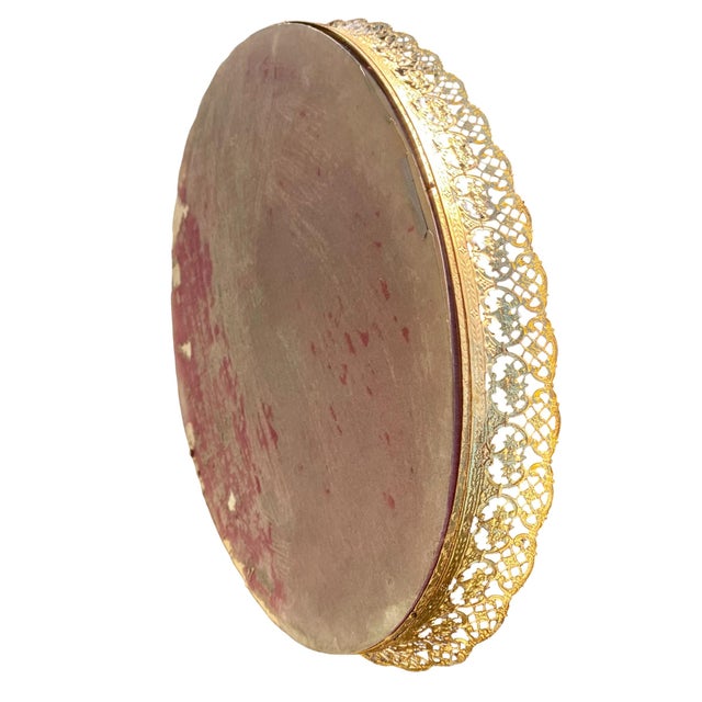 Metal 1960s Hollywood Regency Reticulated Brass Plateau For Sale - Image 7 of 13