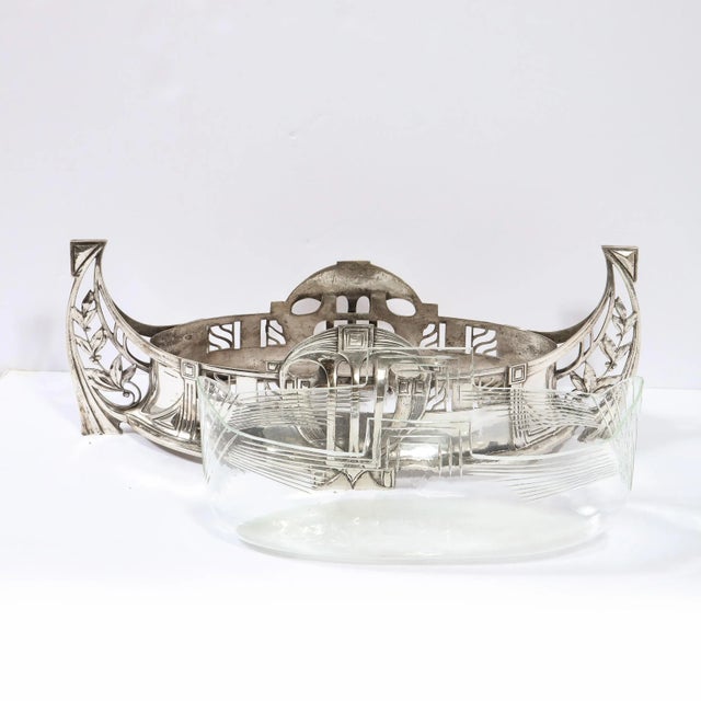 WMF Art Deco Sculptural Silverplate Centerpiece w/ Geometric & Foliate Motifs For Sale - Image 9 of 12