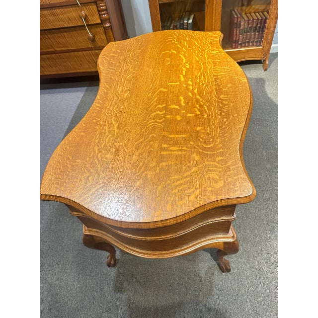 Wood Early 1900s Quarter Sawn Oak Ladies Desk For Sale - Image 7 of 10