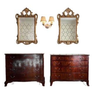 Matched Pair of Georgian Mahogany Serpentine Chests, One Signed Joseph Rawson of Providence, Circa 1790-1810 For Sale