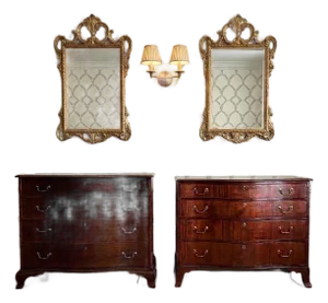 Matched Pair of Georgian Mahogany Serpentine Chests, One Signed Joseph Rawson of Providence, Circa 1790-1810