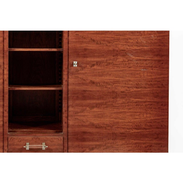 Antique Art Deco Tall Mahogany Wood Storage or Bar Cabinet 1940s For Sale - Image 16 of 17
