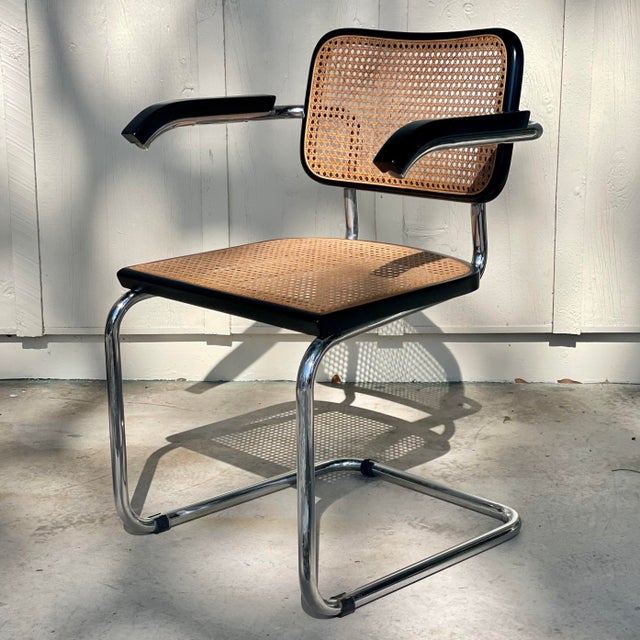 Wood 1970s MCM Italian Cesca Cantilever Armchairs (4) For Sale - Image 7 of 12