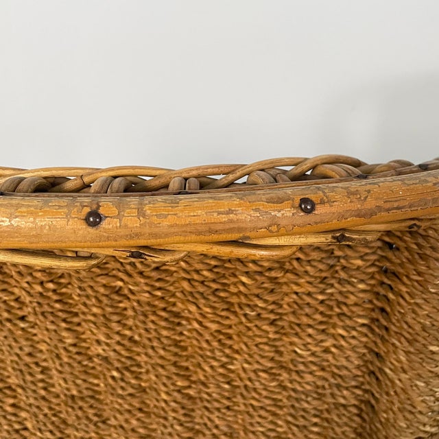 Brown Vintage Italian Art Deco Chairs in Rattan, 1930s, Set of 4 For Sale - Image 8 of 18