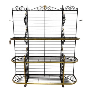 Vintage 1920’s French Brass & Wrought Iron Baker’s Rack For Sale