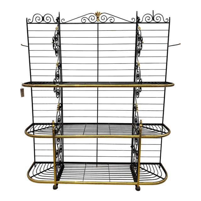 Vintage 1920’s French Brass & Wrought Iron Baker’s Rack For Sale