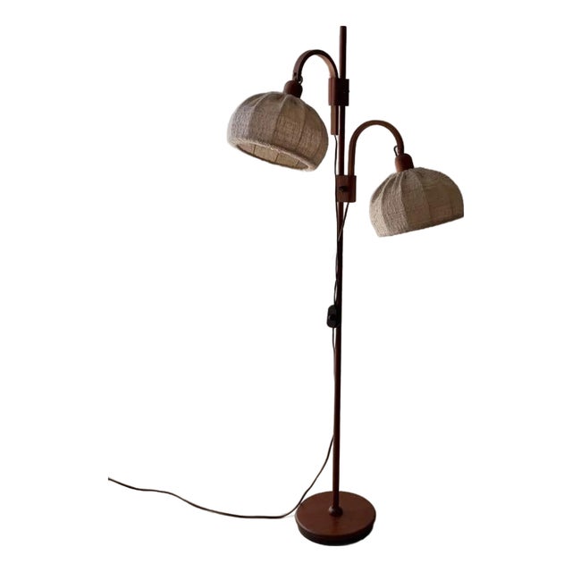 Double Adjustable Floor Lamp in Teak from Domus, 1960s For Sale