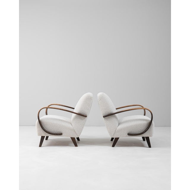 Jindrich Halabala 1950s Czech MCM Upholstered Armchairs By J. Halabala - A Pair For Sale - Image 4 of 18