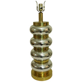 Vintage 1960s Modernist Mercury Glass & Brass Lamp For Sale