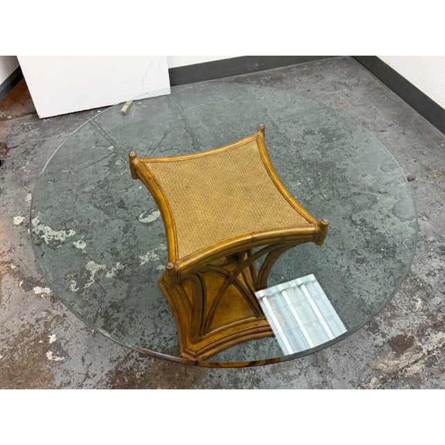 Bassett Furniture Rattan + Glass Dining Set, Vintage For Sale In San Francisco - Image 6 of 12