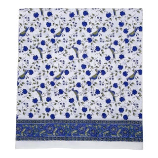 Birds on Vine Fitted Sheet, King - Blue For Sale