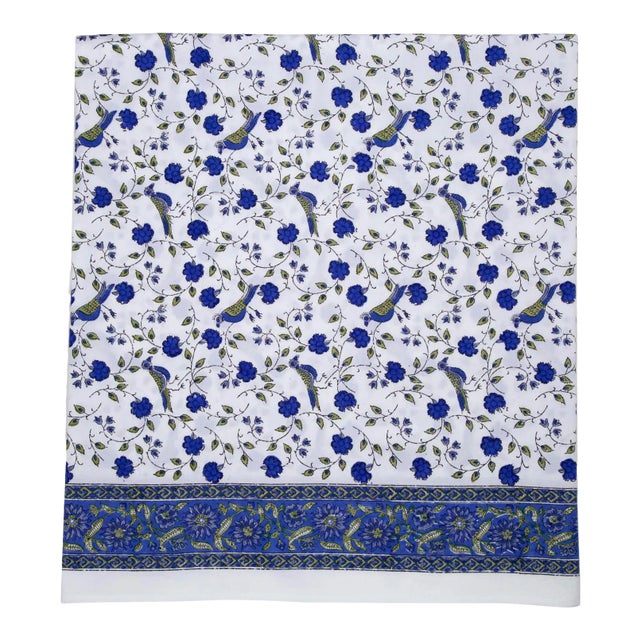 Birds on Vine Fitted Sheet, King - Blue For Sale
