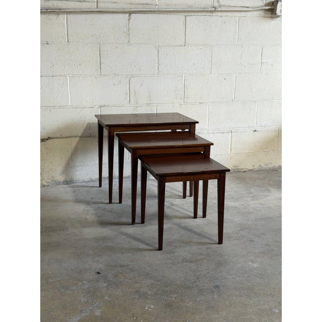 Danish Mid-Century Modern Rosewood Nesting Tables – Set of 3, Denmark, 1960s For Sale - Image 10 of 10
