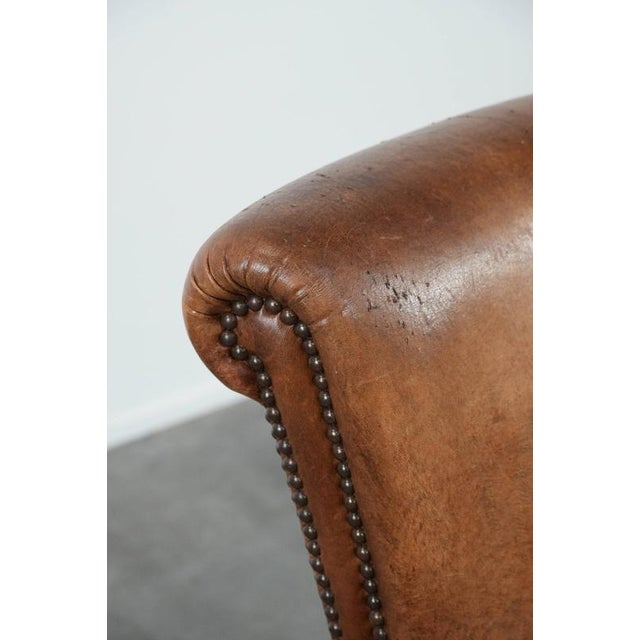 Vintage Brown Sheepskin Armchair For Sale - Image 11 of 13