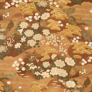 Schumacher Golden Hills Fabric In Burgundy For Sale