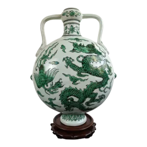 Chinese Porcelain Dragon Fenghuang Baoyueping