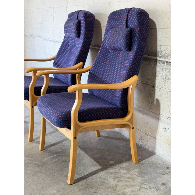 Bentwood High Back Lounge Chairs With Ottoman Set of 3 Vintage Mid-Century Modern 1970s For Sale In Los Angeles - Image 6 of 11