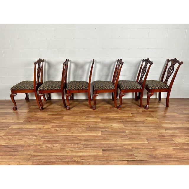 1990s 1990s Hickory White Chippendale Mahogany Dining Room Chairs - Set of 8 For Sale - Image 5 of 9