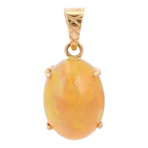 Opal October Birthstone Pendant in 18k Gold, 7.1ct Oval Cut Gemstone