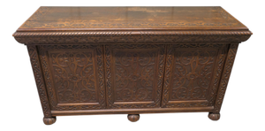 Gothic Credenza in Carved Golden Oak