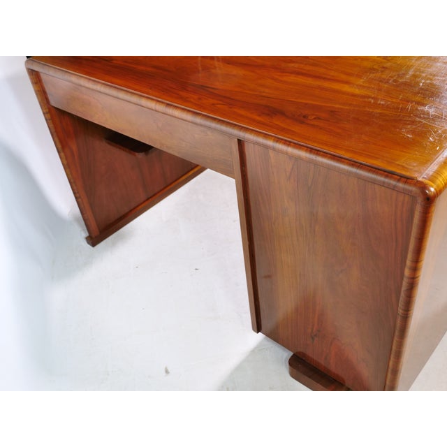 Brown Art Deco Desk in Walnut, 1920s For Sale - Image 8 of 15