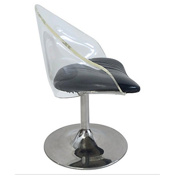 MidCentury Lucite & Black Vinyl Chair Chairish