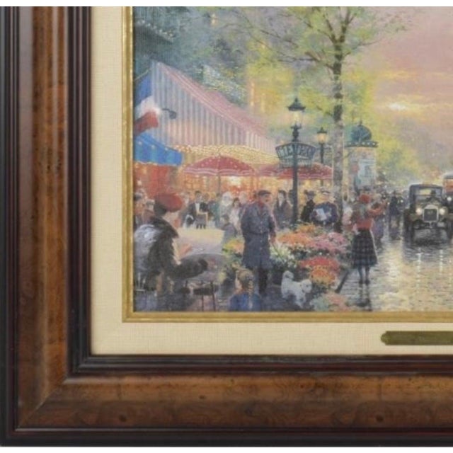 Wood Thomas Kinkade "Paris, City of Lights" Lithograph on Artist Canvas, Framed For Sale - Image 7 of 14