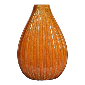 1960s Seguso Murano Blown Fluted Amber Gold Encased Large Vase