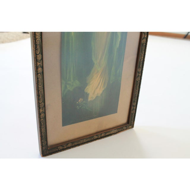 Green Antique Framed Female Print Wall Hanging For Sale - Image 8 of 9