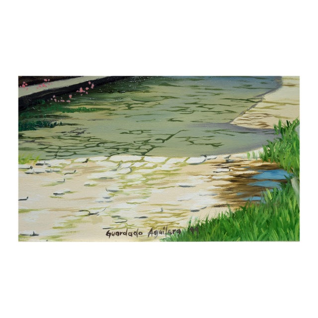 Impressionist Springtime in the Village, El Salvador Landscape by Guardado Aguilera For Sale - Image 3 of 3