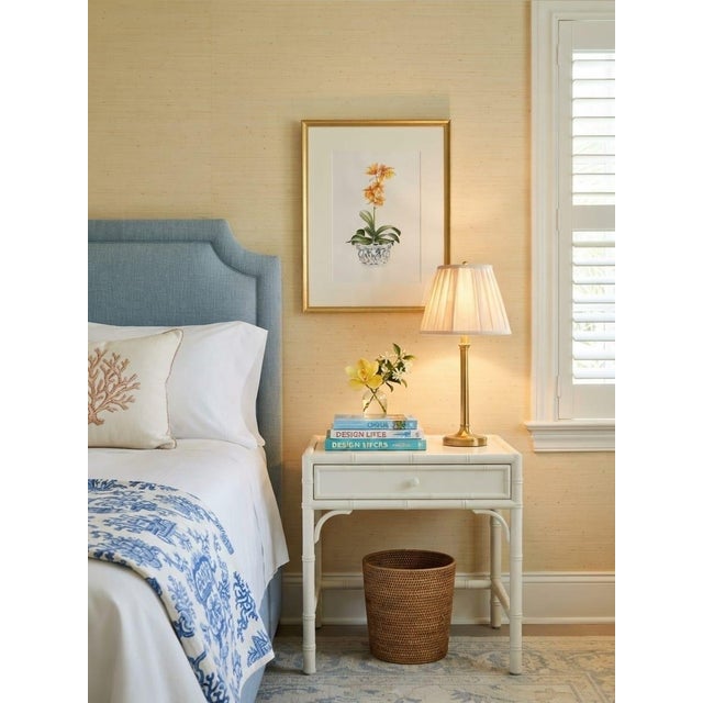 Vintage Framed Botanical Art Print: Orange Orchid in Chinoiserie Porcelain Planter For Sale - Image 9 of 12