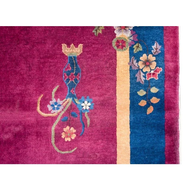 Dark Pink Early 20th Century Chinese Art Deco Rug For Sale - Image 8 of 12