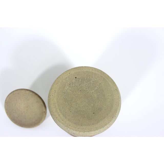 Tan Vintage French Studio Pottery Honey Pot Jar For Sale - Image 8 of 9
