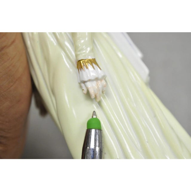 Antique Carl Thieme Potschappel German Dresden Porcelain Medieval Lady Figurine For Sale - Image 9 of 15