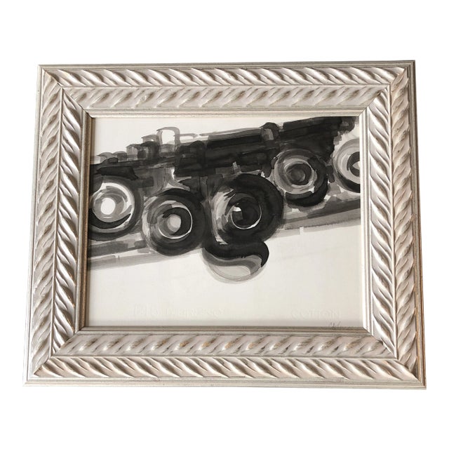 Vintage Original Abstract “Camera” Watercolor Painting Frame Sogned For Sale