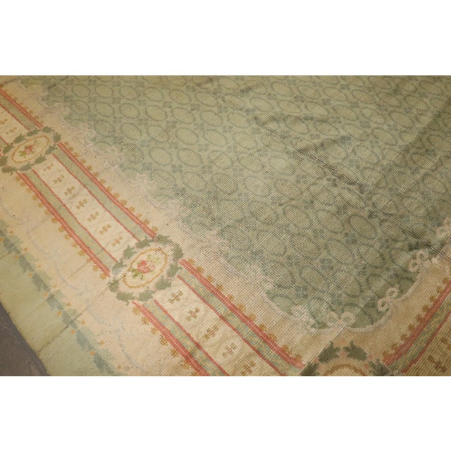 Spanish Early 20th Century Zabihi Collection Mint Green Color Irish Donegal Rug - 11'9" x 11'11" For Sale - Image 3 of 12