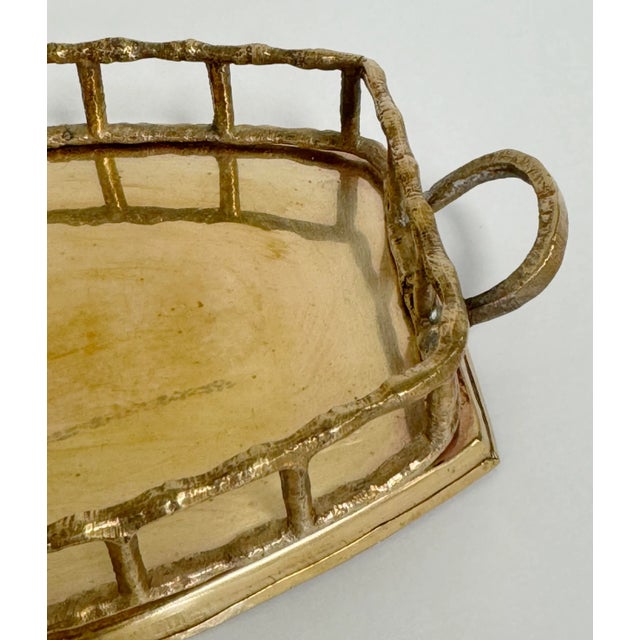 VIntage Brass Faux Bamboo Gallery Tray For Sale In Kansas City - Image 6 of 6