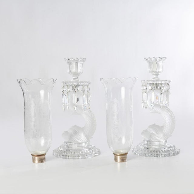 Mid 20th Century Mid 20th Century Wonderful Pair of Baccarat Dolphin Candlesticks For Sale - Image 5 of 13
