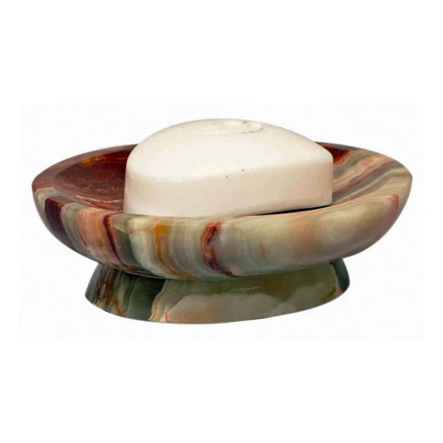 Vinca Collection Whirl Green Onyx Oval Soap Dish