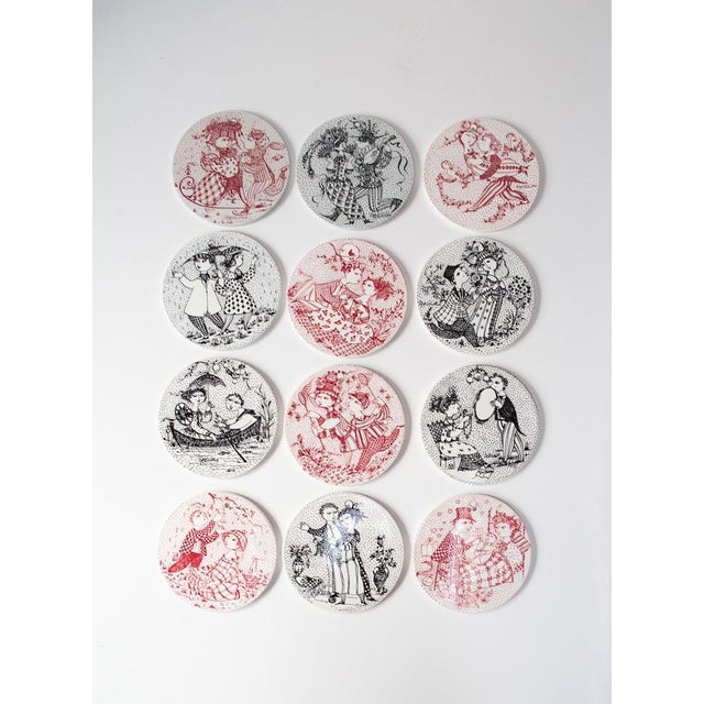Ceramic Vintage Danish Calendar Plates by Bjørn Wiinblad, 1970s, Set of 12 For Sale - Image 7 of 7